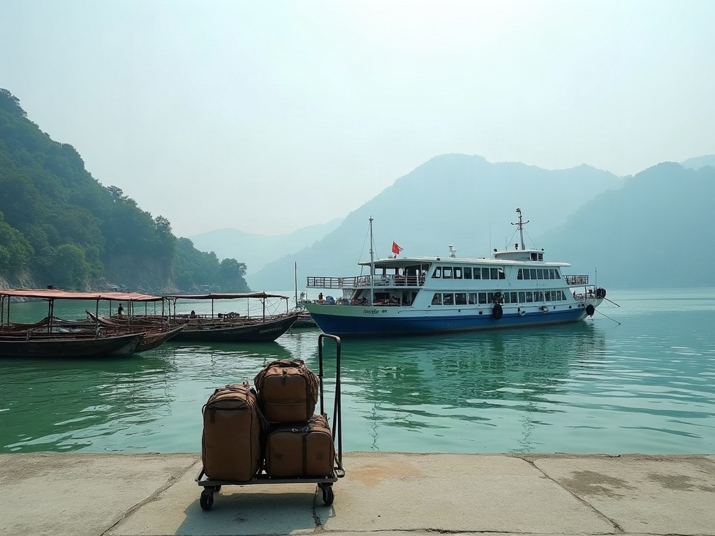 Passenger express ferry moored at a harbour pier in the morning, illustrating the Sorong to Waisai crossing